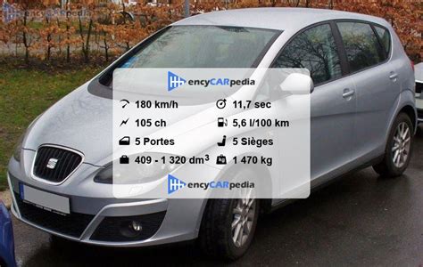 SEAT Altea 1 2 TSI 105 Fiches Techniques 2010 2015 Performances