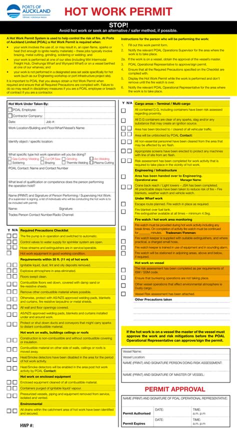 HOT WORK PERMIT STOP