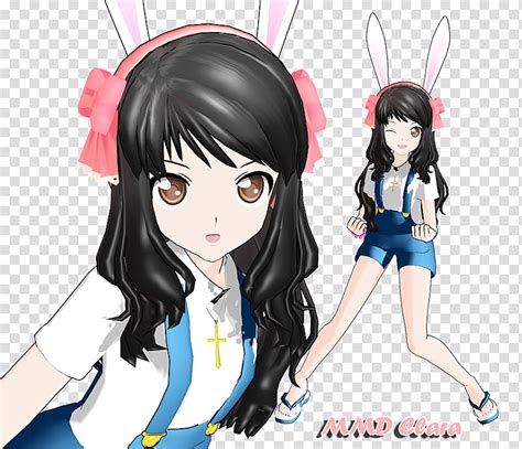 MMD Clara Long Black Haired Female Anime Character Transparent