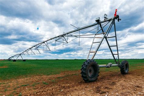 Center Pivot Irrigation System In Wheat Field Stock Photo Image Of