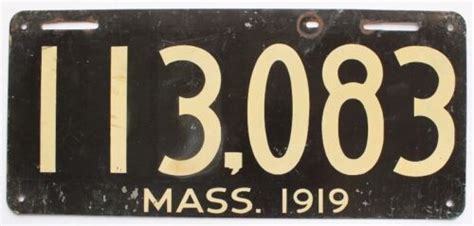 Massachusetts 1919 Flat Painted License Plate 113 083 High Quality Antique Ebay