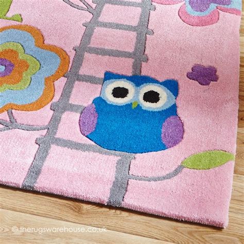 Owl House Pink Rug A Fun Pink Blue And Grey Hand Tufted Owl Themed Kids