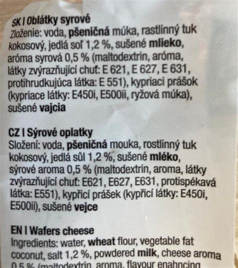 Slané oblátky syr ERI exclusive kalorie kJ a nutriční hodnoty