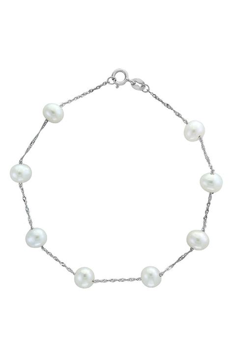 Effy 14k White Gold Freshwater Pearl Station Bracelet Nordstromrack