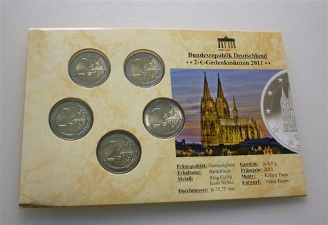 Deutschland BRD Germany 5 x 2 Euro 2011 Gedenkmünzen Set A D F G J