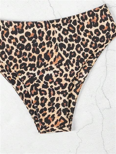 Shein Swim Vcay Women S Leopard Print Bikini Set With Strapless Top And