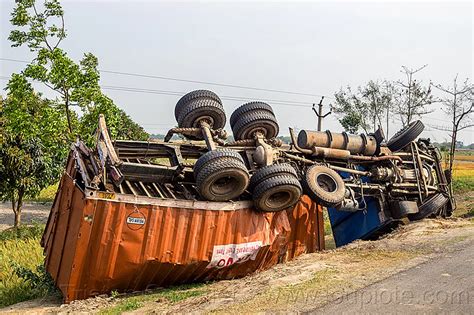 Overturned Truck With Twisted Frame India