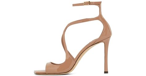 Jimmy Choo Mm Azia Patent Leather Sandals In Nude Natural Lyst Canada