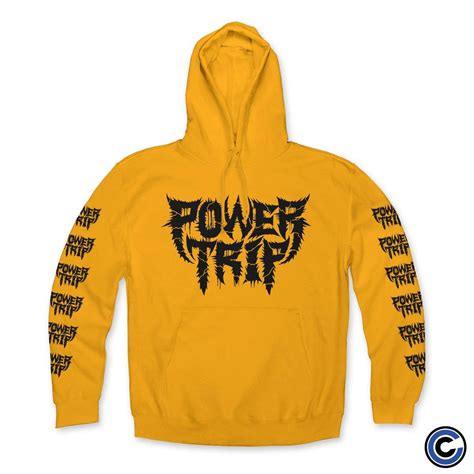 Power Trip Spikey Logo Sleeves Gold Hoodie