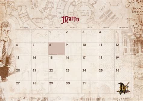 Calendario Mensal Harry Potter Marco Fazendo A Nossa Festa