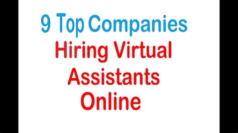 9 Top Companies Hiring Virtual Assistants Online In 2021 YouTube