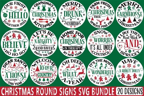 Christmas Round Signs SVG Bundle Vol 3 Bundle Creative Fabrica