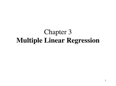 Ppt Chapter 3 Multiple Linear Regression Powerpoint Presentation