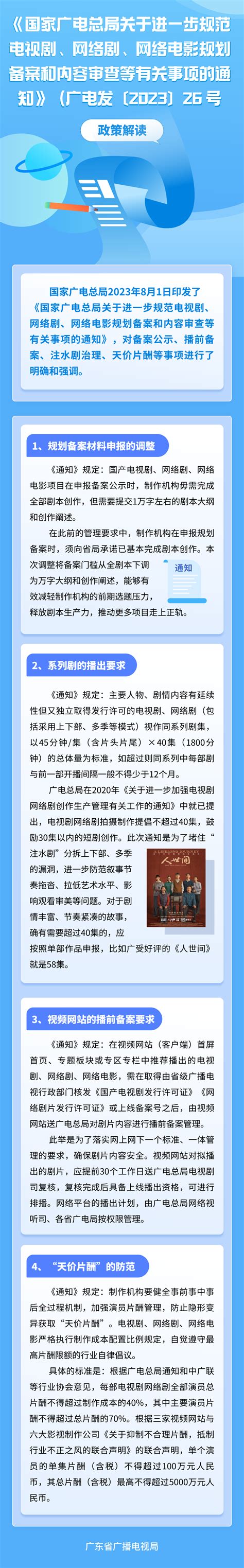 【图解】《国家广电总局关于进一步规范电视剧、网络剧、网络电影规划备案和内容审查等有关事项的通知》（广电发〔2023〕26 号）有关政策解读