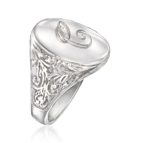 Italian Sterling Silver Personalized Scrollwork Signet Ring Ross Simons