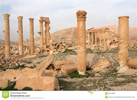 Ruins Of Ancient City Of Palmyra Syria Stock Image Image Of Barren