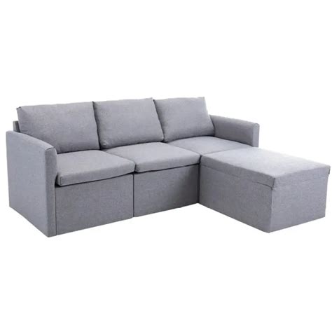 Haliey 76 Wide Reversible Modular Sofa Chaise With Ottoman VigsHome