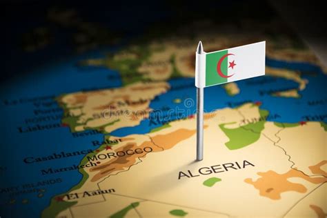 Algeria Marked with a Flag on the Map Stock Photo - Image of government ...