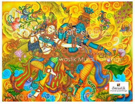 Kerala Mural Painting Radha Krishna By Dileep Hariharan Swastik 10