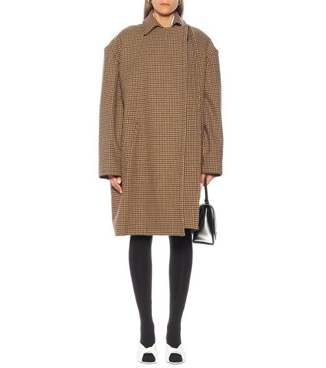 Balenciaga Houndstooth Wool Blend Coat Balenciaga