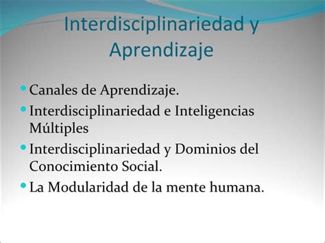 Interdisciplinariedad Ppt