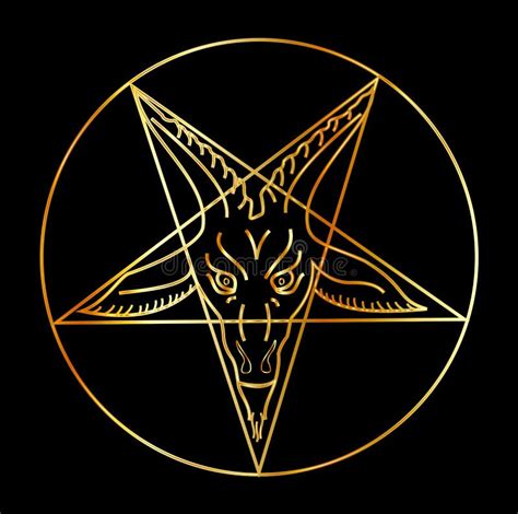 The Golden Sigil Of Baphomet Original Goat Pentagram On A Bloody