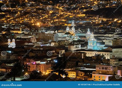 Quito Ecuador night view stock photo. Image of buildings - 181547146