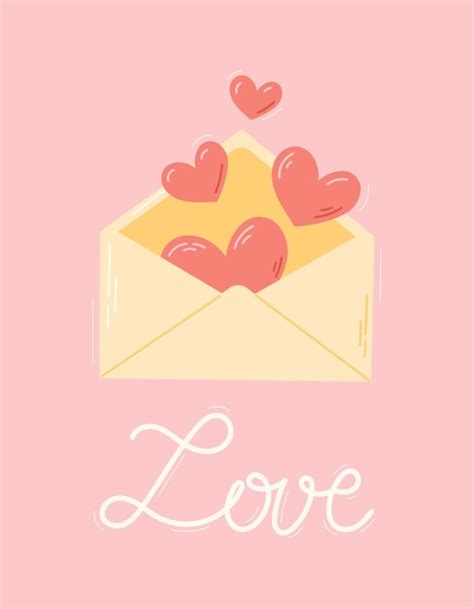 Sobre Abierto Con Corazones Y Letras Love Vector Postal O Pancarta Para