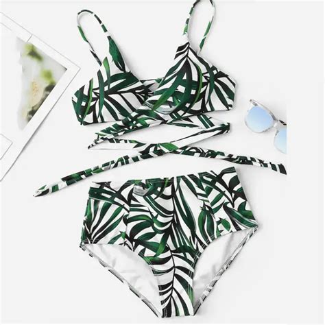 Women Bikini Set Print Padded Swimwear High Waist Bathing Swimsuit