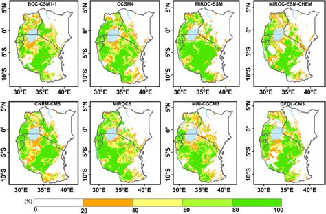 Climate suitability of maize crop over the EA region under MME RCP4.5... | Download Scientific ...