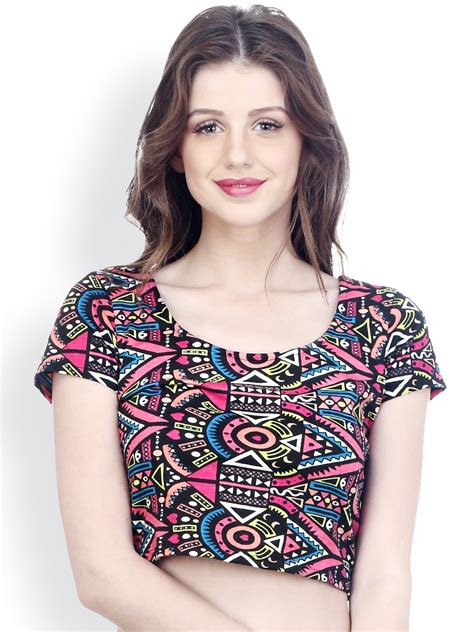 Buy Faballey Women Multicoloured Printed Crop Top Tops For Women