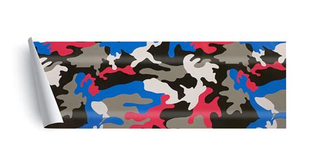 Way2buy 5 Colors Camouflage 12x60 Blue Pink White Gray Black Gloss Vinyl Car Wrap Sheet