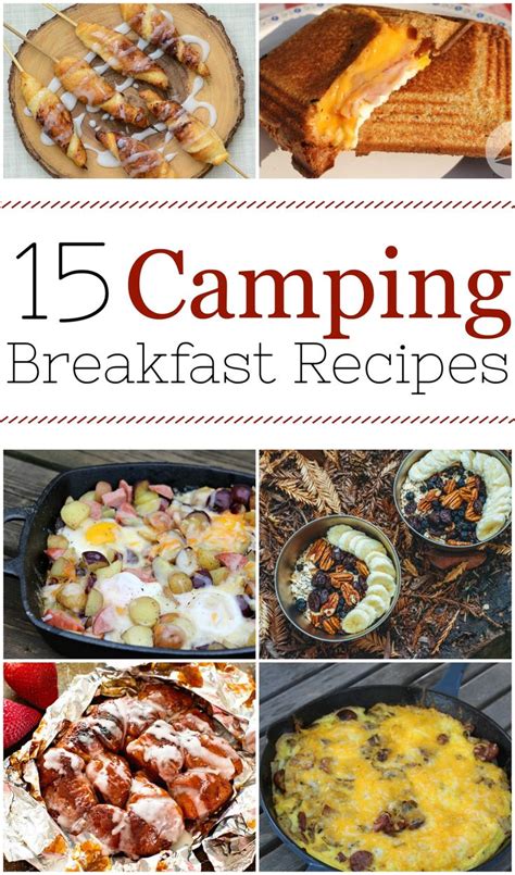 The Cover Of 15 Camping Breakfast Recipes With Pictures Of Different