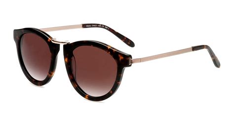 Milano Round Brown And Tortoise Frame Sunglasses For Women Eyebuydirect