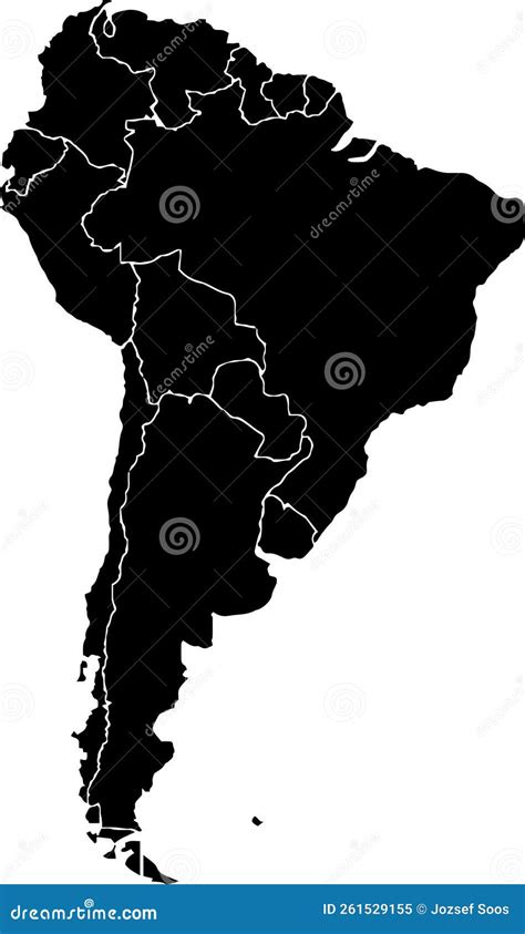 Black Colored South America Outline Map Political South American Map