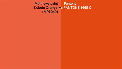 Matthews Paint Kubota Orange MP1049 Vs Pantone 1665 C Side By Side