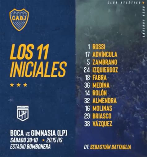 La Formaci N De Boca Vs Gimnasia Por La Liga Profesional Tyc Sports