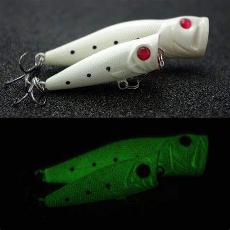 Hot Cool Night Fishing Luminous Fishing Lure 10g 7.5cm Popper Bait Hard ...