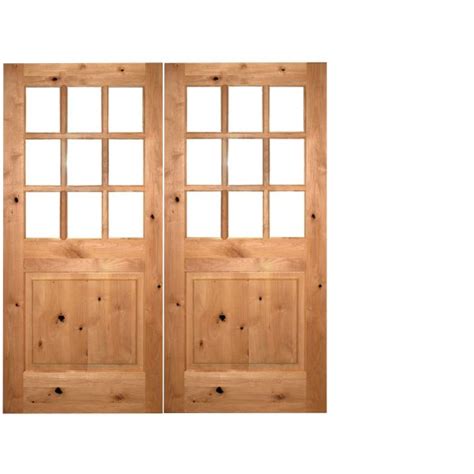 Krosswood Knotty Alder Raised Lite W Clear Beveled Glass Double Doors