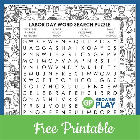 Free Printable Labor Day Word Search Puzzle Growing Play Worksheets