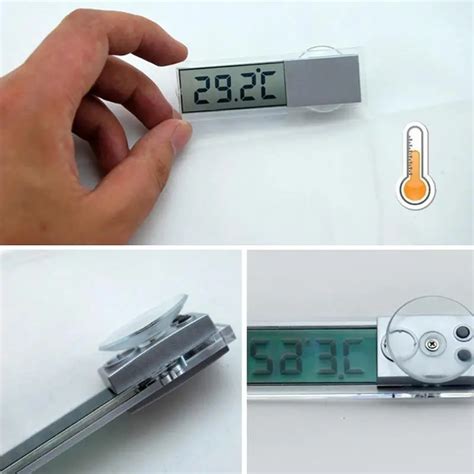 Osculum Type LCD Vehicle Mounted Digital Thermometer Window Celsius