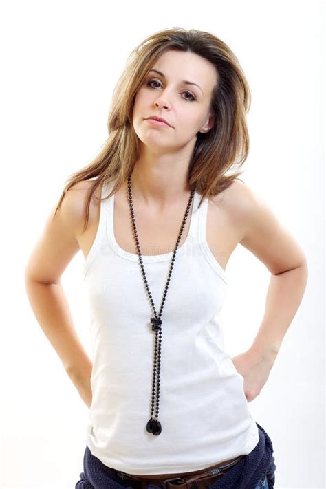 Sad Brunette Woman Stock Photo Image Of Portrait Belt