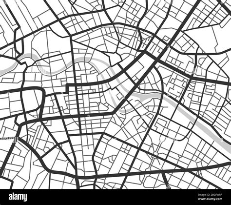 Abstract City Navigation Map With Lines And Streets Vector Black And