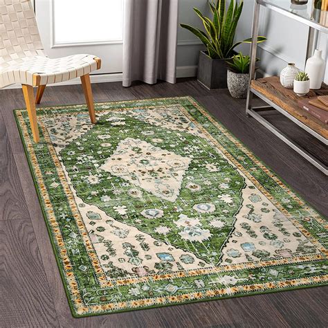 Lahome Boho Tribal Area Rug X Vintage Green Rug For Bedroom Soft