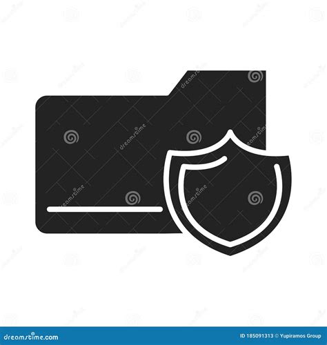 Cyber Security And Information Or Network Protection Data Shield Silhouette Style Icon Stock