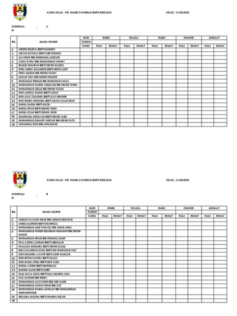 Borang Suhu 4 Uranus Penggiliran Pdf
