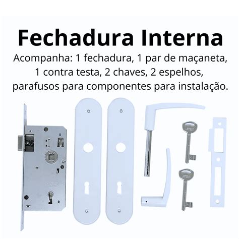 Fechadura Para Porta Quarto Interna Branca Stam Broca 40mm Fech 814 33