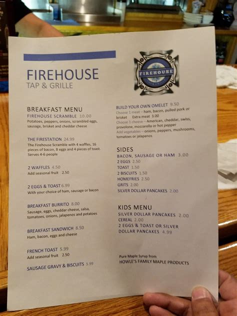 Menu At Firehouse Tap And Grille Pub And Bar Meadville