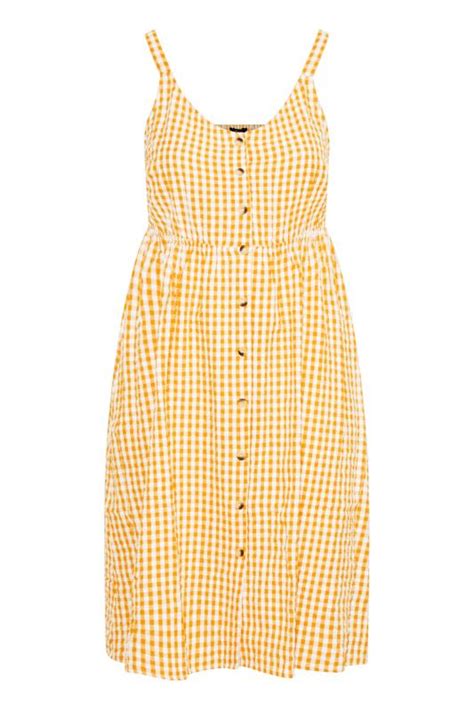 Limited Collection Curve Orange Gingham Sommerkleid Mit Knopfleiste