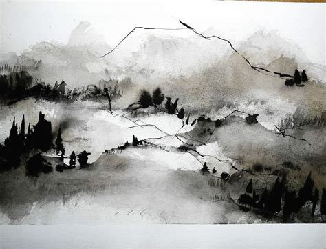 Philippe Giacobino Paysage Encre De Chine Paysages Abstraits